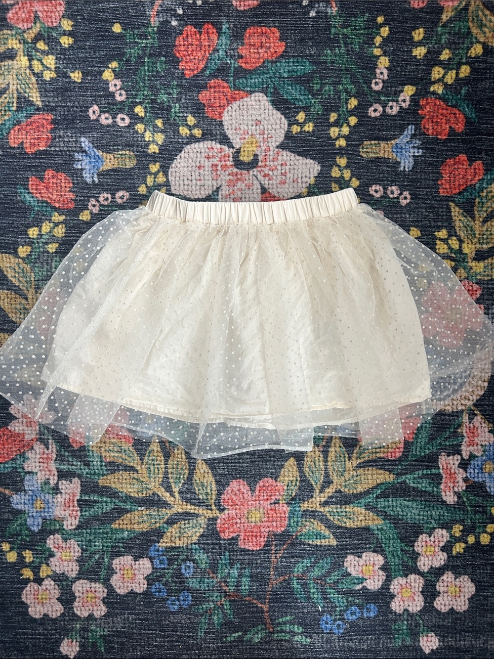 H&M Flocked Ivory Tulle Tutu Skirt, Size 3/4T